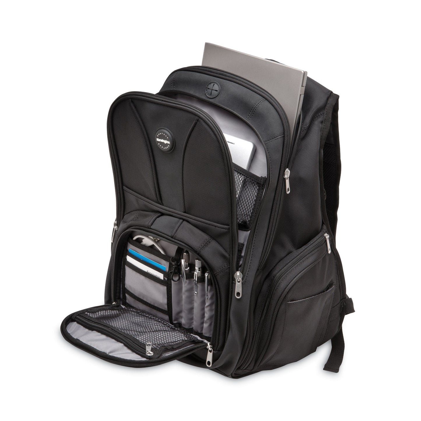 Kensington Contour Laptop Backpack, Fits Devices Up to 17", Ballistic Nylon, 15.75 x 9 x 19.5, Black (62238)