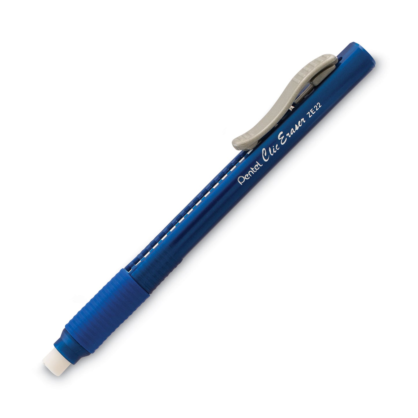 Pentel Clic Eraser Grip Eraser, For Pencil Marks, White Eraser, Blue Barrel (ZE22C)