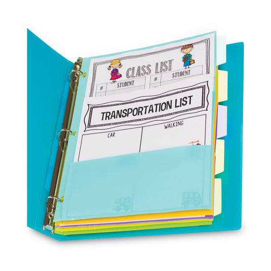 C-Line Index Dividers with Multi-Pockets, 5-Tab, 11.5 x 10, Assorted, 1 Set (07650)