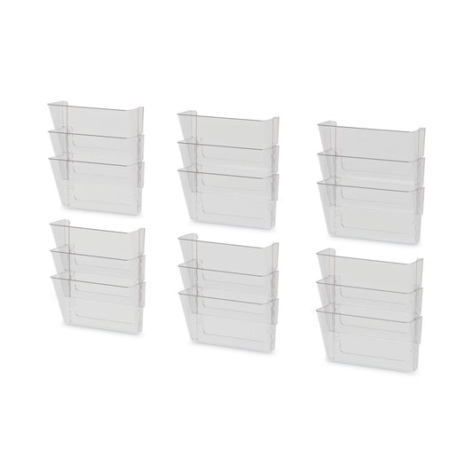 Storex Wall File, 3 Sections, Letter Size, 13" x 4" x 14", Clear, 3/Set (70245U06C)