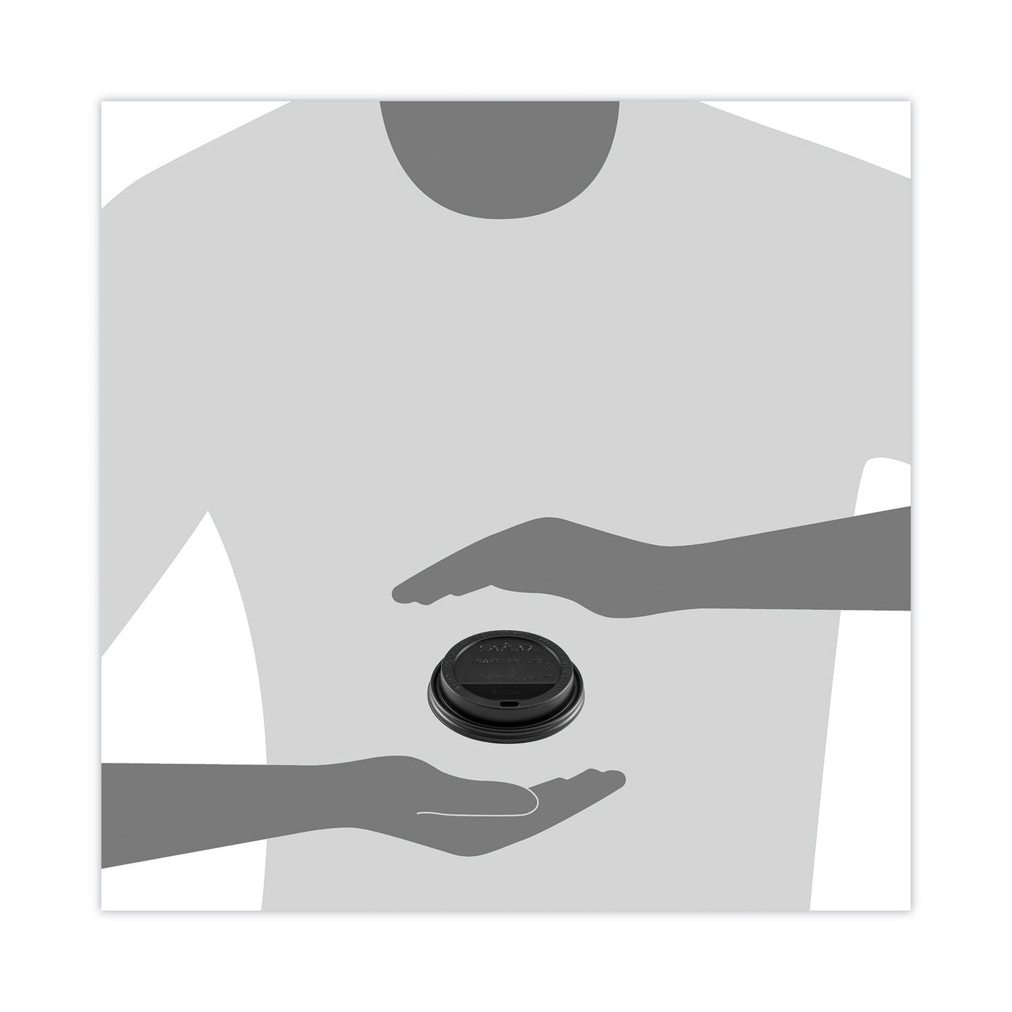 Solo Traveler Sip Through Lids for ThermoGuard Hot Cups, Fits 12, 16, 20, 24 oz, Black, 1,200/Carton (TL1224TGB)