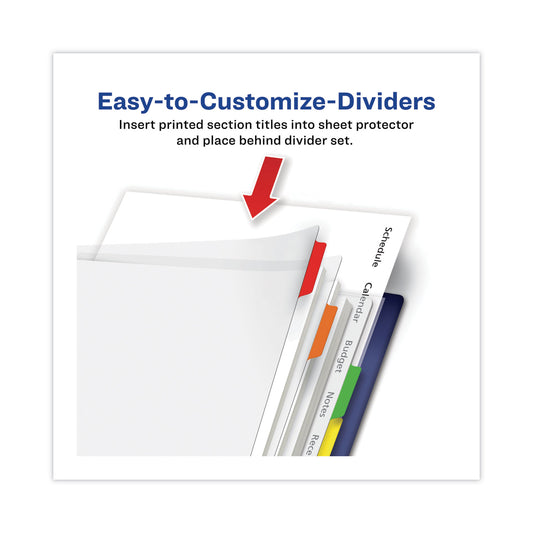Avery Clear Easy View Plastic Dividers with Multicolored Tabs and Sheet Protector, 8-Tab, 11 x 8.5, Clear, 1 Set (16741)
