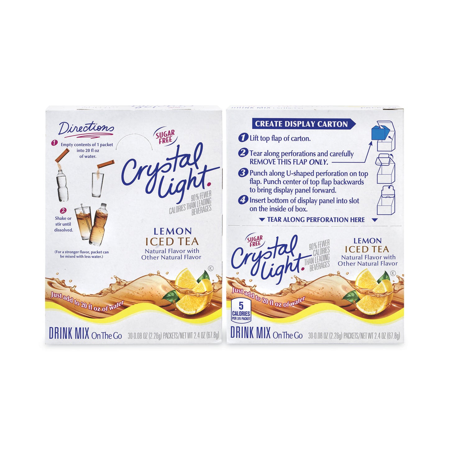 Crystal Light On-The-Go Sugar-Free Drink Mix, Iced Tea, 0.08 oz Single-Serving Tubes, 30/Box, 2 Boxes/Carton (30700159)