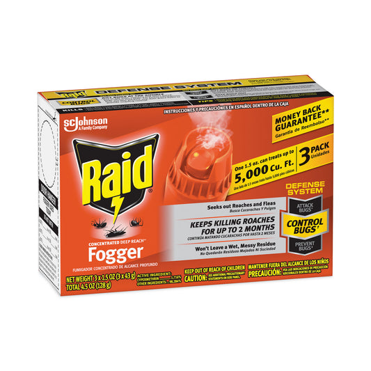 Raid Concentrated Deep Reach Fogger, 1.5 oz Aerosol Spray, 3/Pack, 12 Packs/Carton (305690)