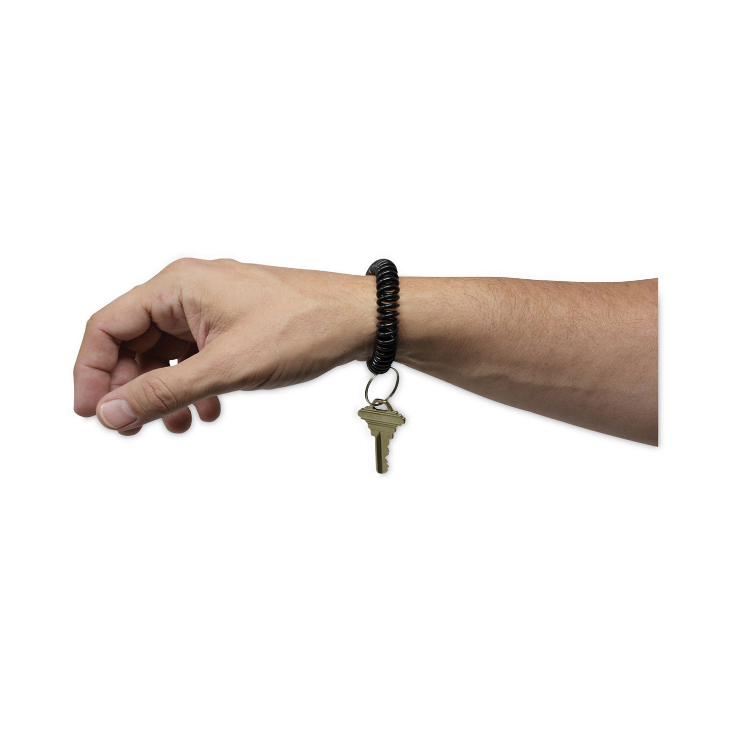 Universal Wrist Coil Plus Key Ring, Plastic, Black, 6/Pack (56050)