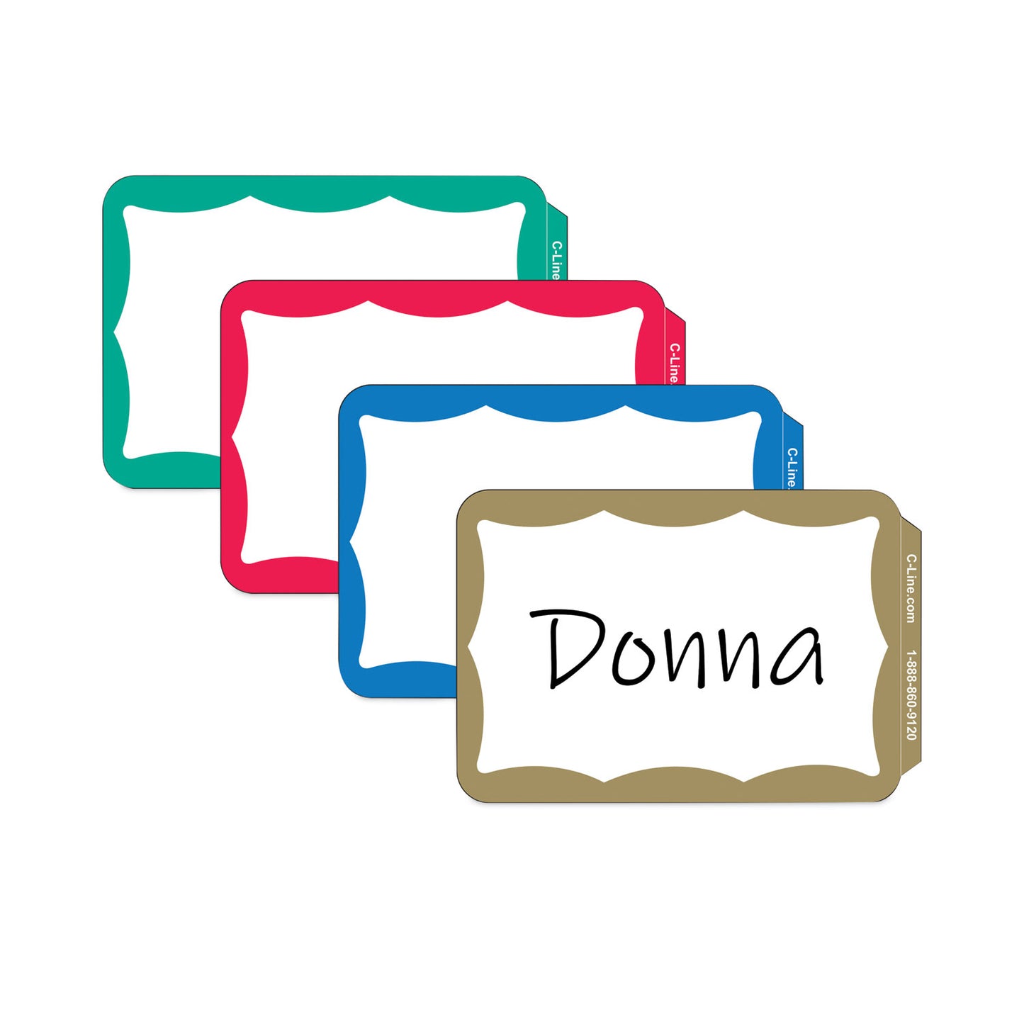 C-Line Self-Adhesive Name Badges, 3.5 x 2.25, Gold, 100/Box (92266)