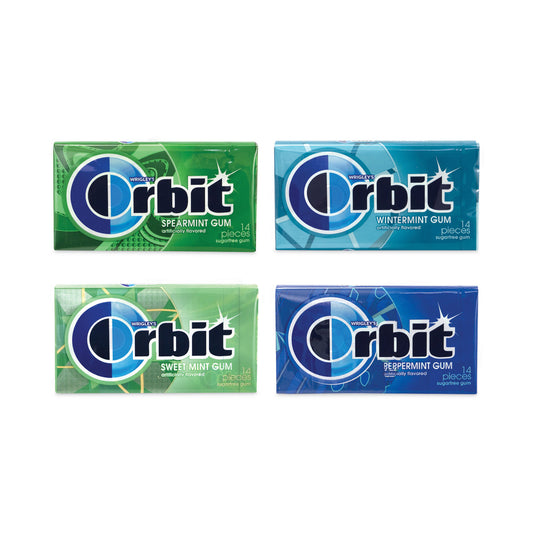 Orbit Sugar-Free Chewing Gum Variety Box, Four Mint Flavors, 14 Pieces/Pack, 18 Packs/Carton (22000568)