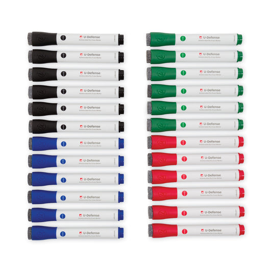 U Brands U-Defense Antimicrobial Dry-Erase Markers, Chisel Tip, Assorted Colors, 24/Pack (3285U0012)