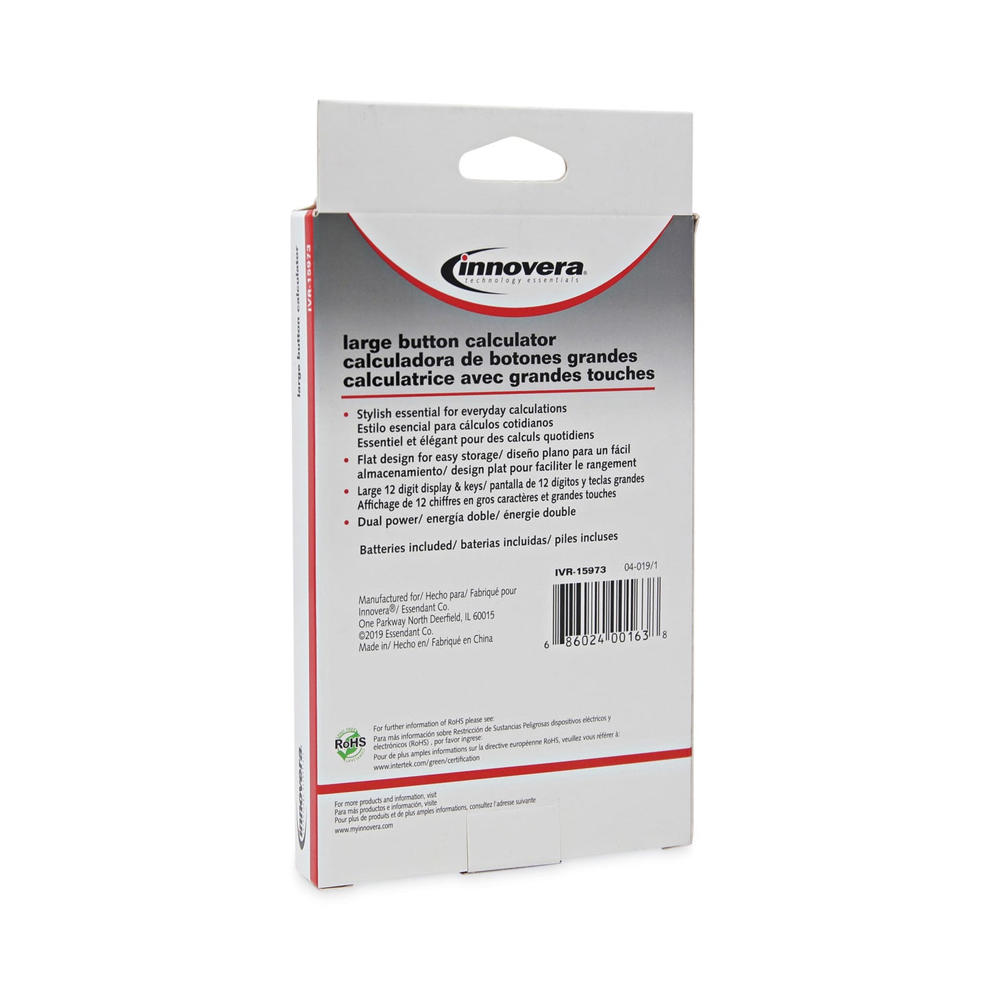 Innovera 15973 Large Button Calculator, 12-Digit LCD