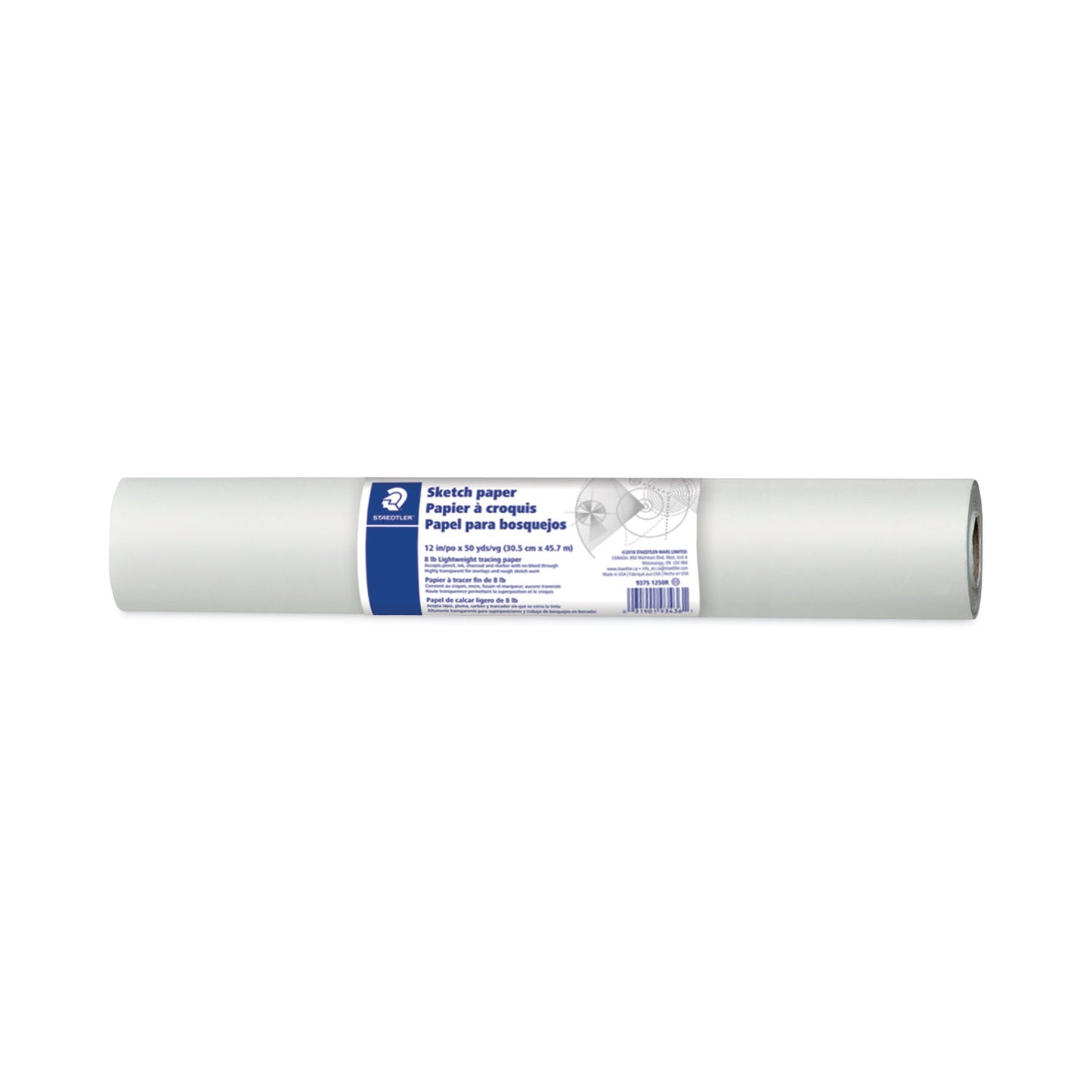 Staedtler Transparent Sketch Paper Roll, 8 lb Bond Weight, 12" x 50 yd, White (937S1250R)