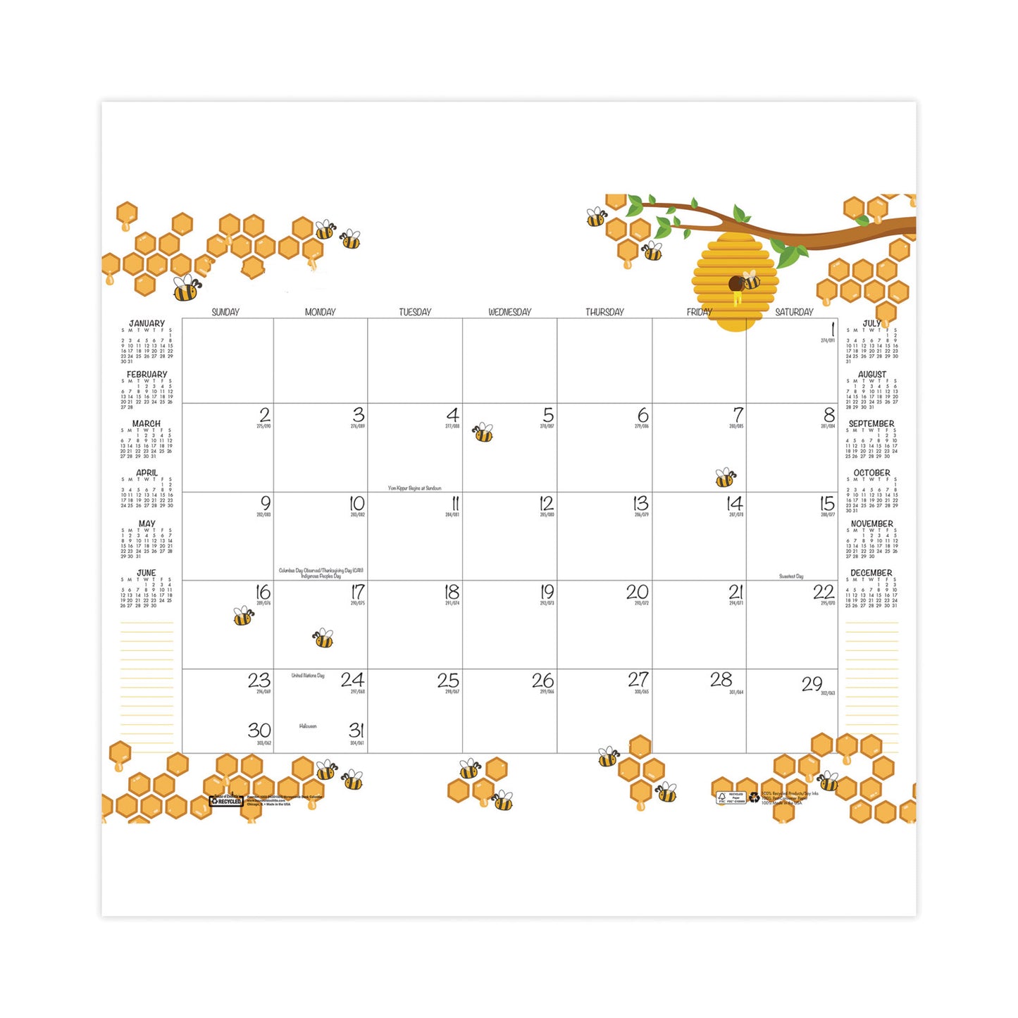 House of Doolittle Academic Year Recycled Honeycomb Desk Pad Calendar, 22 x 17, White/Multicolor Sheets, 12-Month (Aug to July): 2024 to 2025 (1565)
