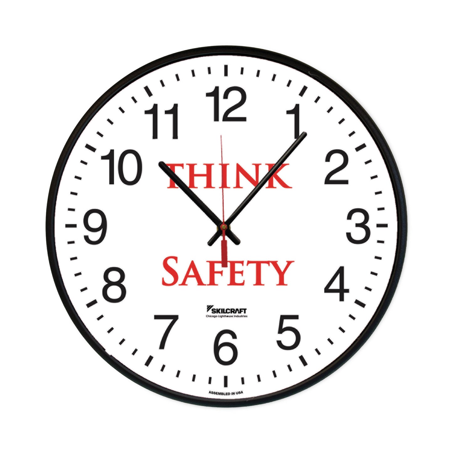 AbilityOne 6645016986558 SKILCRAFT Safety Message Quartz Wall Clock, Think Safety, 12.75" Overall Diameter, 1 AA (sold separately)
