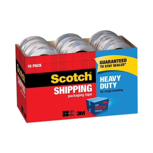 Scotch 3850 Heavy-Duty Packaging Tape Cabinet Pack, 3" Core, 1.88" x 54.6 yds, Clear, 18/Pack (385018CP)