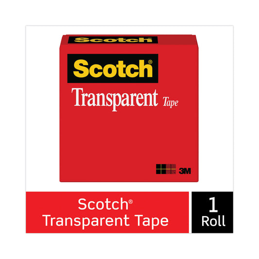 Scotch Transparent Tape, 3" Core, 1" x 72 yds, Transparent (60012592)
