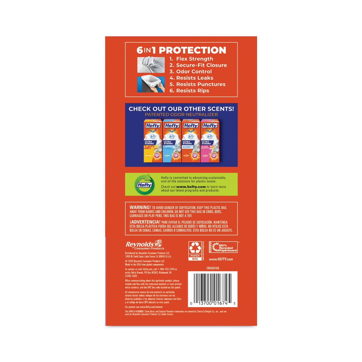 Hefty Extra Heavy-Duty Ultra Strong Scented Tall Kitchen Bags, Drawstring, 13 gal, Lavender/Vanilla, 23.75 x 24.88, White, 110/Box (E88366)