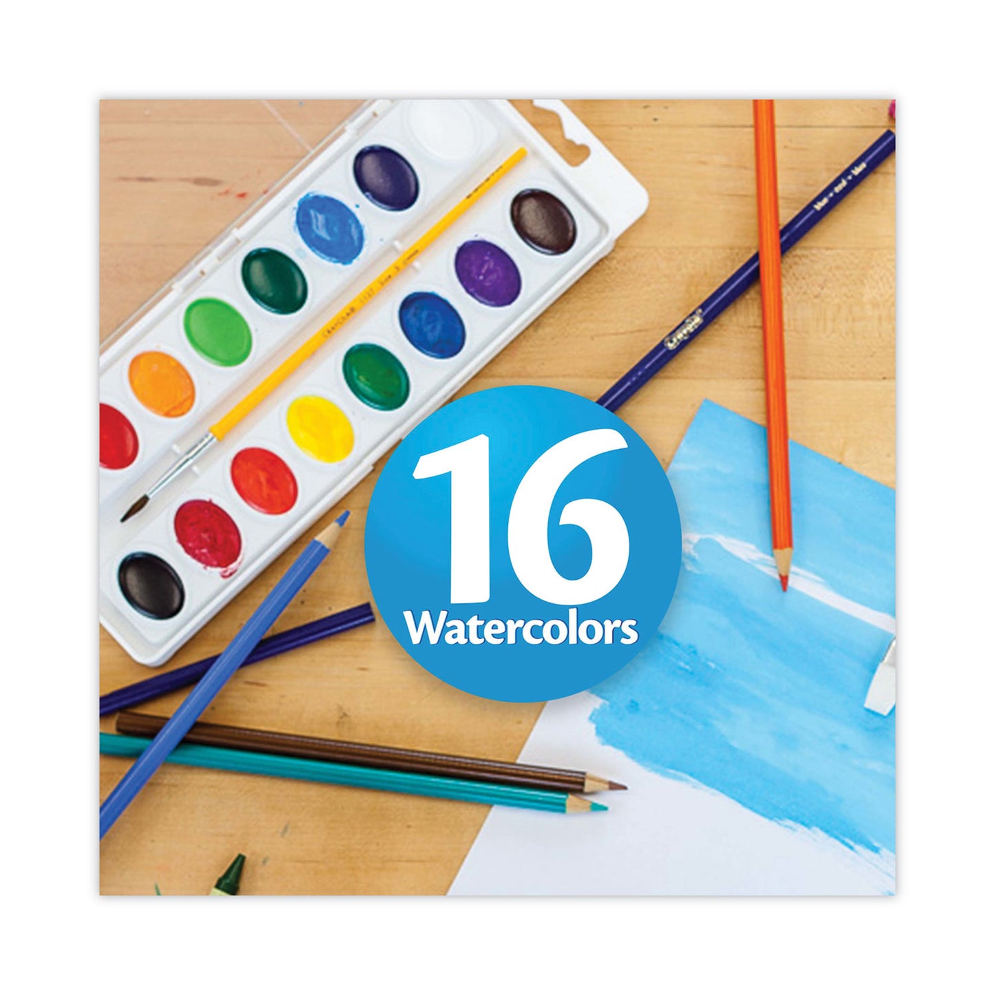 Crayola Washable Watercolors, 16 Assorted Colors, Palette Tray (530555)
