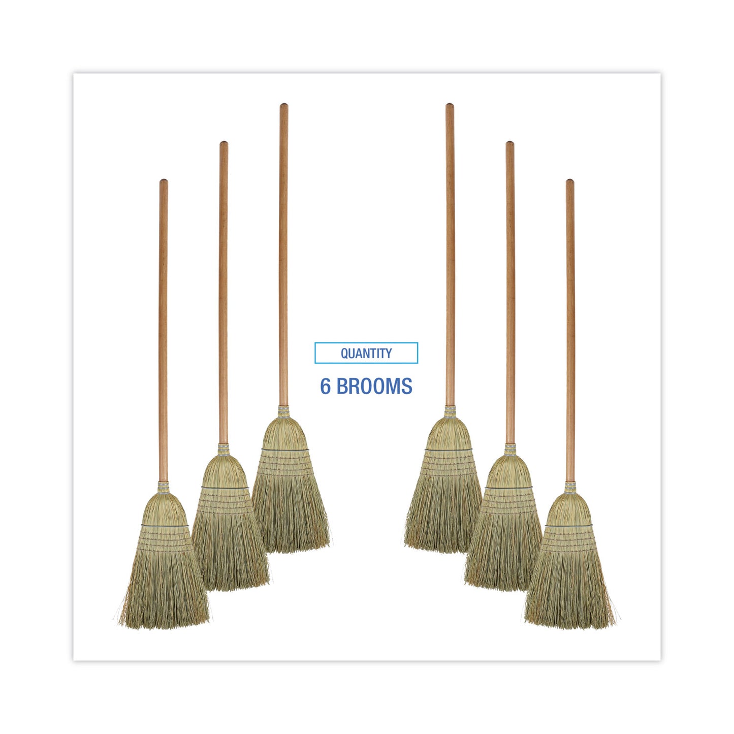 Boardwalk 100% Corn Brooms, 60" Overall Length, Natural, 6/Carton (BR10001)