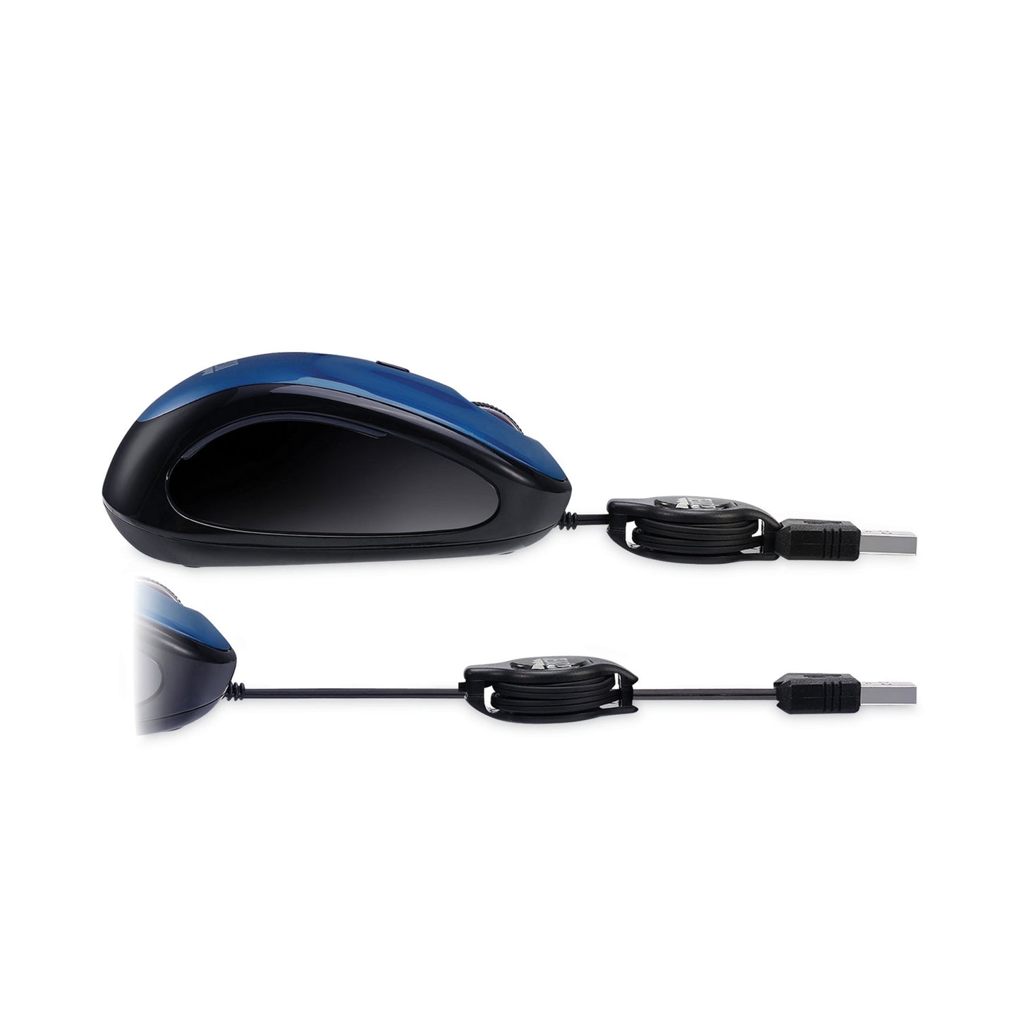 Adesso Illuminated Retractable Mouse, USB 2.0, Left/Right Hand Use, Dark Blue (IMOUSES8L)