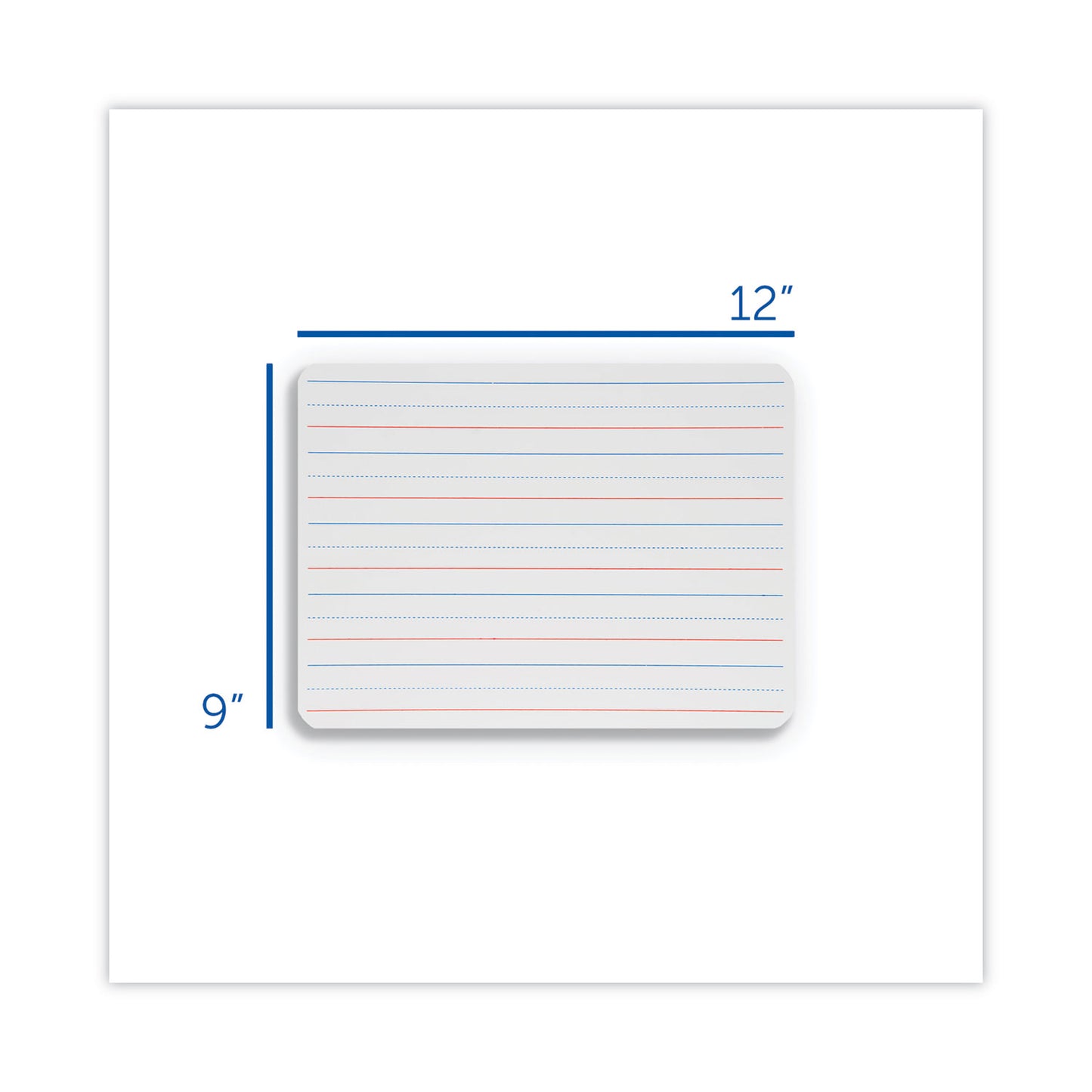 Flipside Two-Sided Red and Blue Ruled Dry Erase Board, 12 x 9, Ruled White Front/Unruled White Back, 12/Pack (10134)