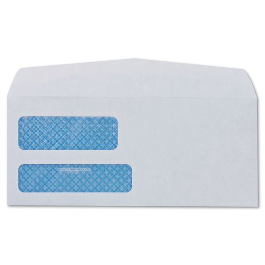 Quality Park Double Window Security-Tinted Check Envelope, #8 5/8, Commercial Flap, Gummed Closure, 3.63 x 8.63, White, 500/Box (24532)