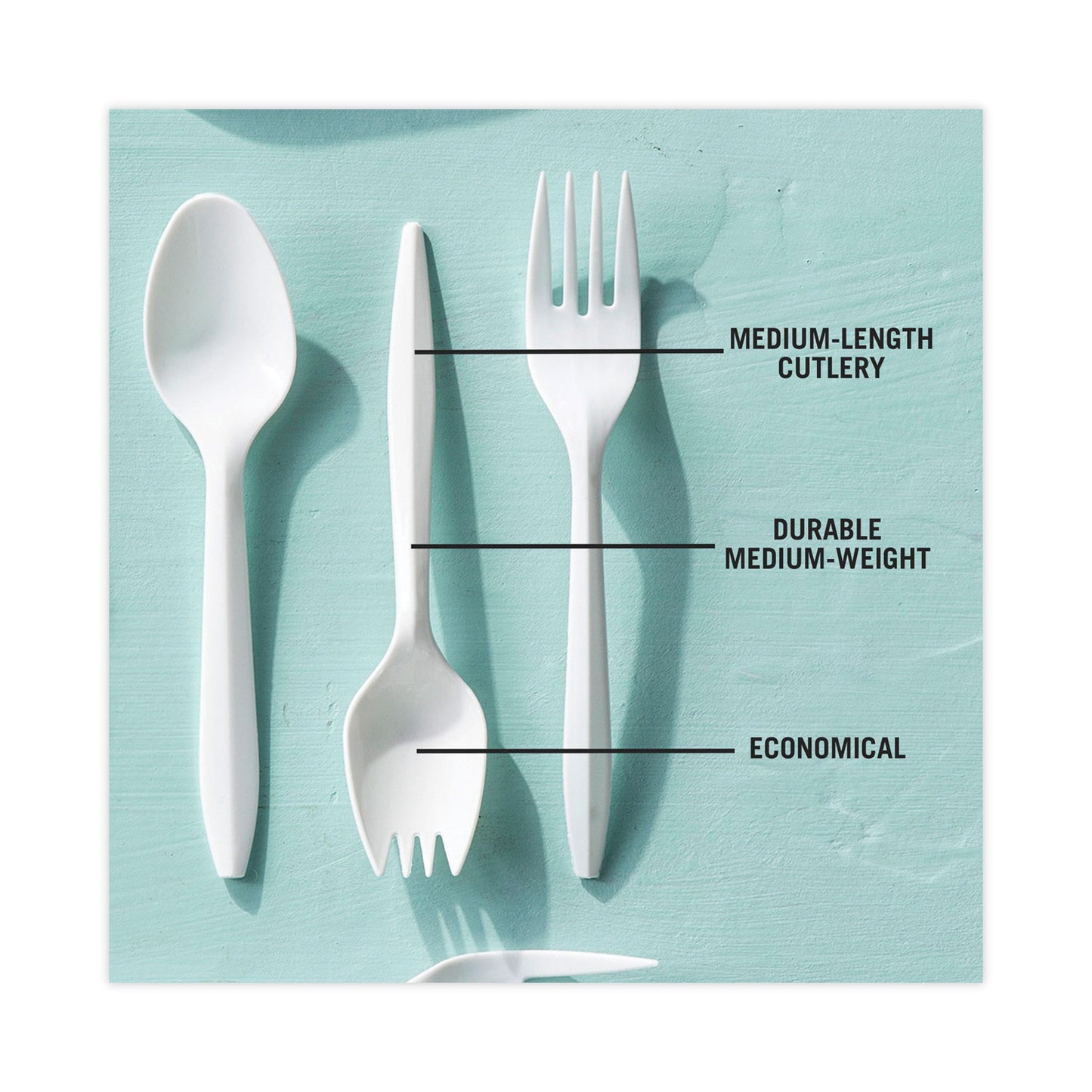 Pactiv Fieldware Cutlery, Spork, Mediumweight, White, 1,000/Carton (YFWQWCH)