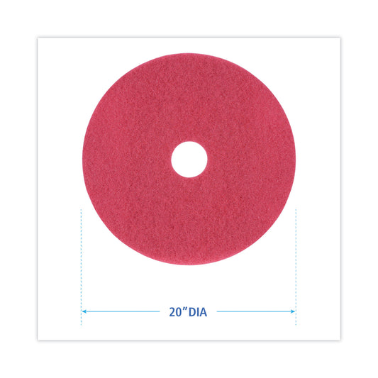 Boardwalk Buffing Floor Pads, 20" Diameter, Red, 5/Carton (4020RED)