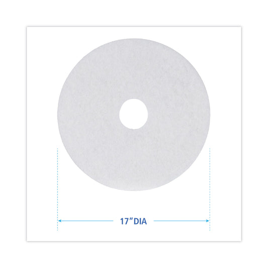 Boardwalk Polishing Floor Pads, 17" Diameter, White, 5/Carton (4017WHI)