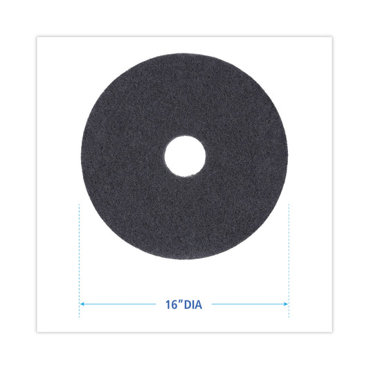 Boardwalk Stripping Floor Pads, 16" Diameter, Black, 5/Carton (4016BLA)