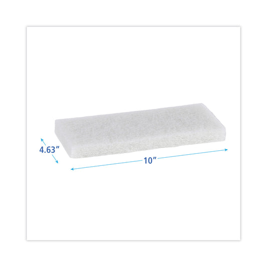 Boardwalk Light Duty Scour Pad, 4.63 x 10, White, 20/Carton (401)