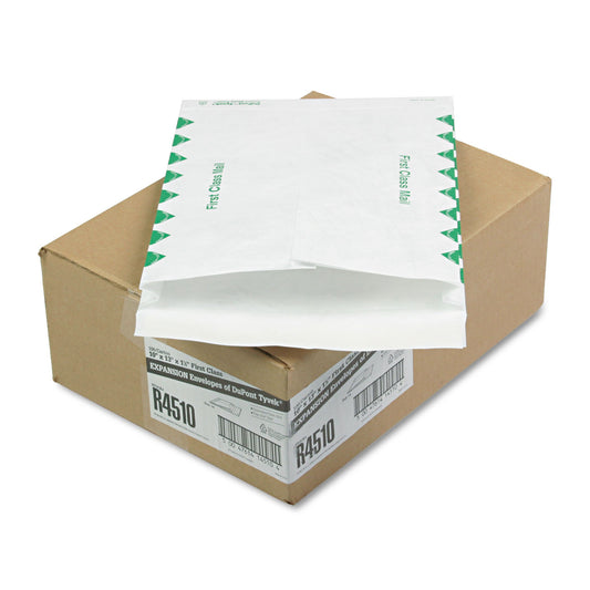 Survivor 14 lb Tyvek Open End Expansion Mailer Value Pack, First Class, #13 1/2, Flip-Stik, Redi-Strip Closure, 10 x 13, White,100/CT (R4510)