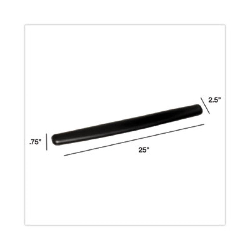 3M Antimicrobial Gel Thin Keyboard Wrist Rest, Extended Length, 25 x 2.5, Black (WR340LE)