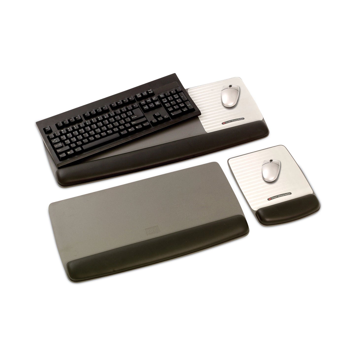 3M Antimicrobial Gel Mouse Pad/Keyboard Wrist Rest Platform, 25.5 x 10.6, Black/Silver (WR422LE)