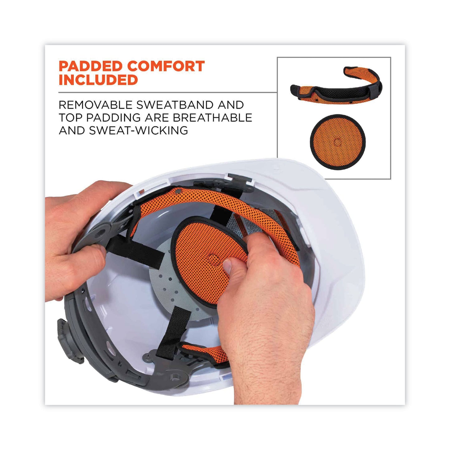 ergodyne Skullerz 8973LED Class C Hard Hat Full Brim with LED Light, White (60156)