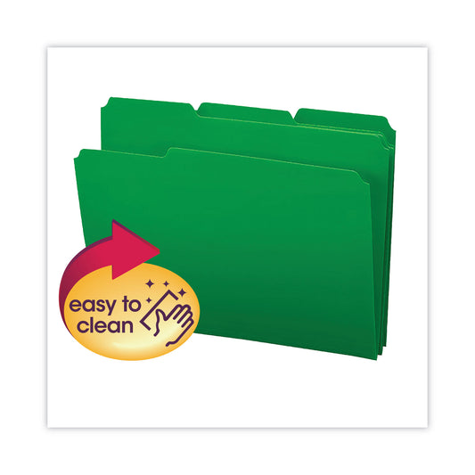 Smead Top Tab Poly Colored File Folders, 1/3-Cut Tabs: Assorted, Letter Size, 0.75" Expansion, Green, 24/Box (10502)