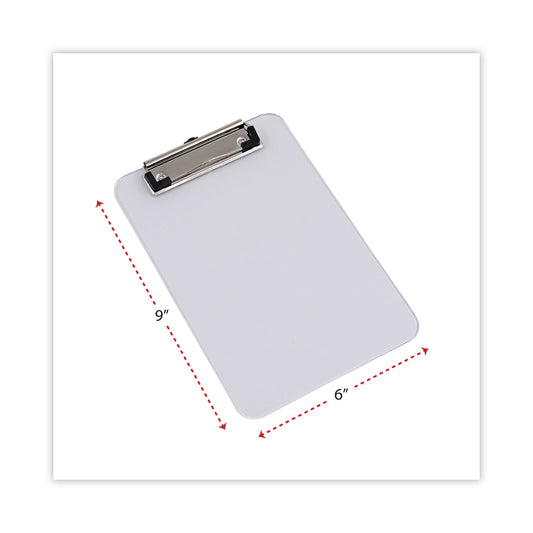Universal Plastic Clipboard with Low Profile Clip, 0.5" Clip Capacity, Holds 5 x 8 Sheets, Clear (40312)