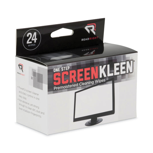 Read Right OneStep Screen Cleaner, 5 x 5, Unscented, 24/Box (RR1209)