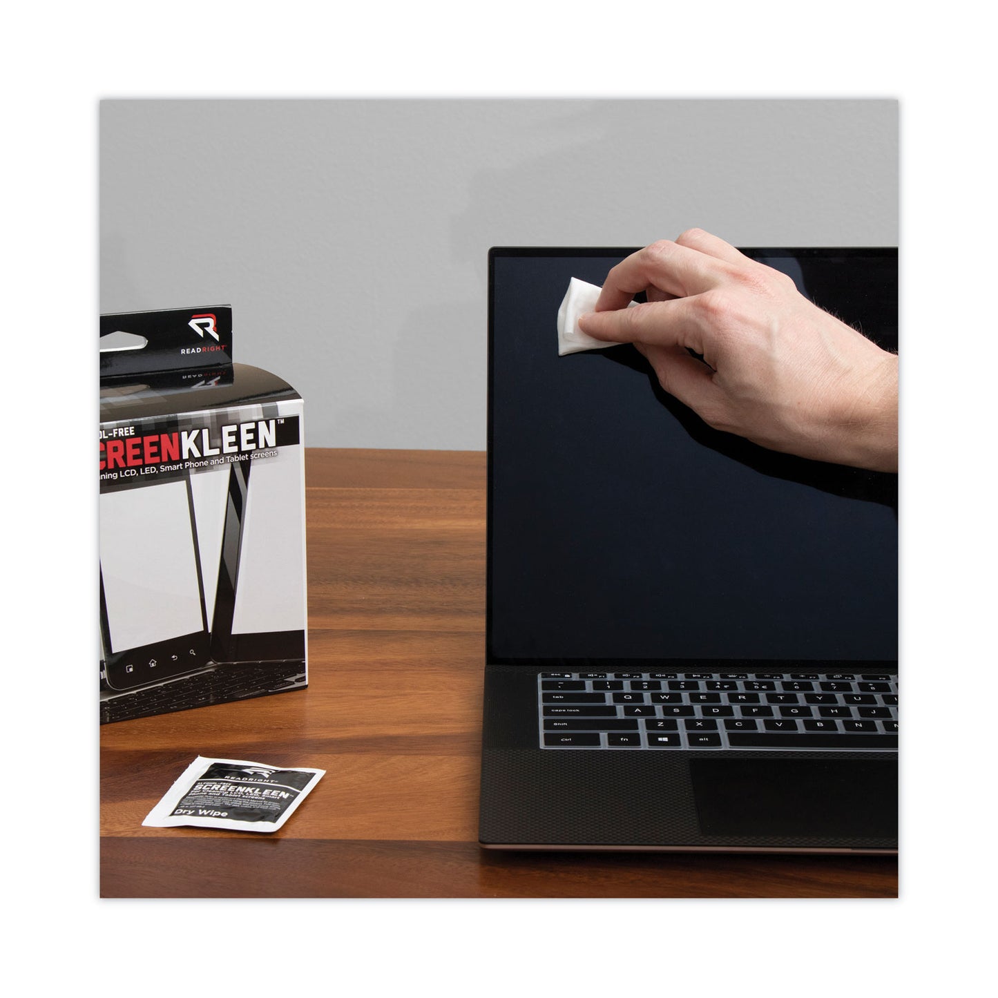 Read Right ScreenKleen Alcohol-Free Wet Wipes, Cloth, 5 x 5, Unscented, 40/Box (RR1391)