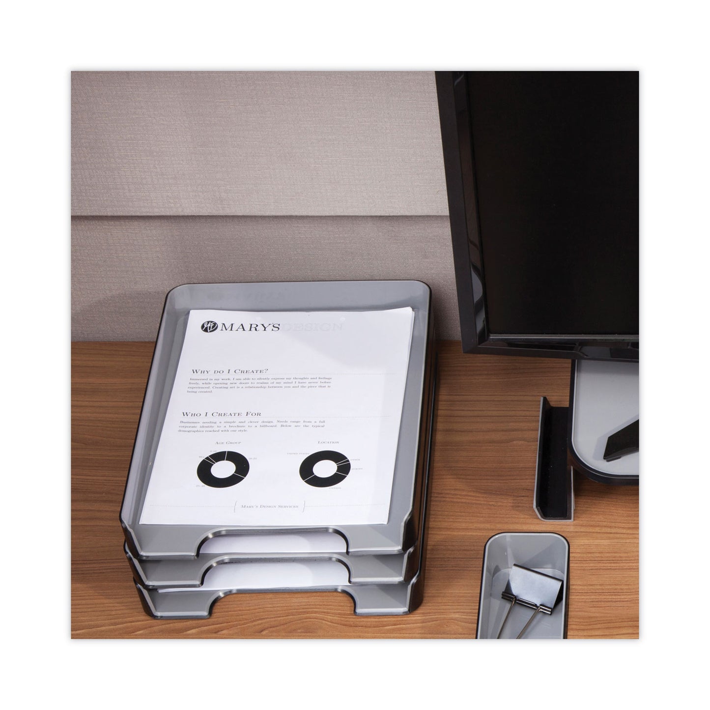 Advantus Fusion Letter Tray, 1 Section, Letter Size Files, 9.75" x 12.5" x 1.75", Black (37678)