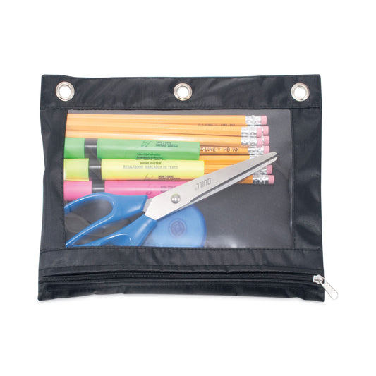 Advantus Binder Pencil Pouch, 10 x 7.38, Black/Clear, 3/Pack (63067)