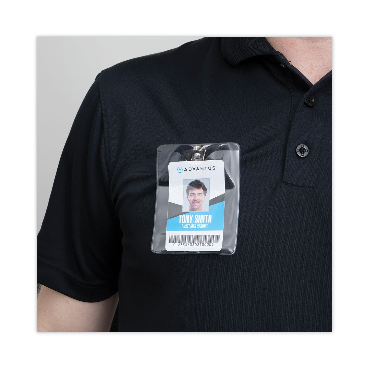 Advantus ID Badge Holders with Clip, Vertical, Clear 3.38" x 4.25" Holder, 3.13" x 3.75" Insert, 50/Pack (75457)