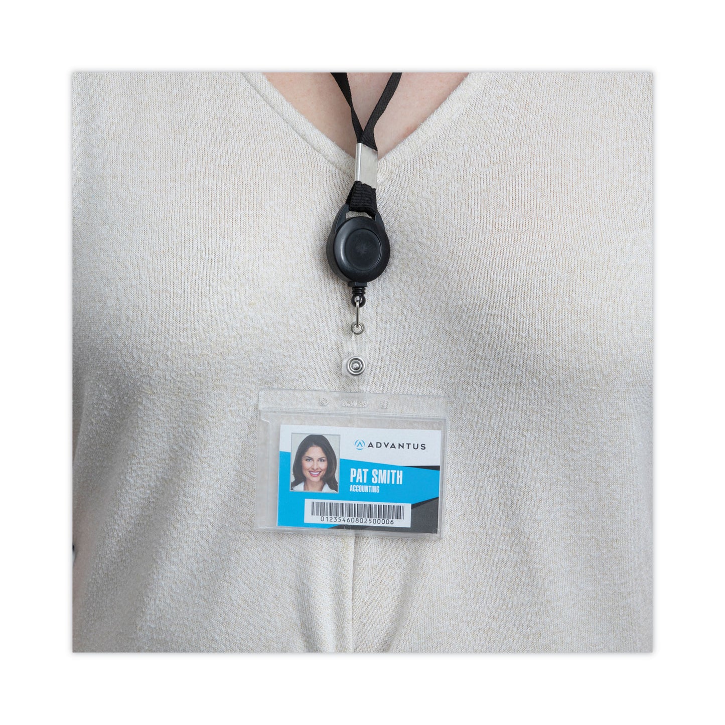 Advantus Frosted One-Card Rigid Badge Holders, Horizontal, Frosted 3.68" x 2.75" Holder, 3.38" x 2.13" Insert, 25/Box (76075)