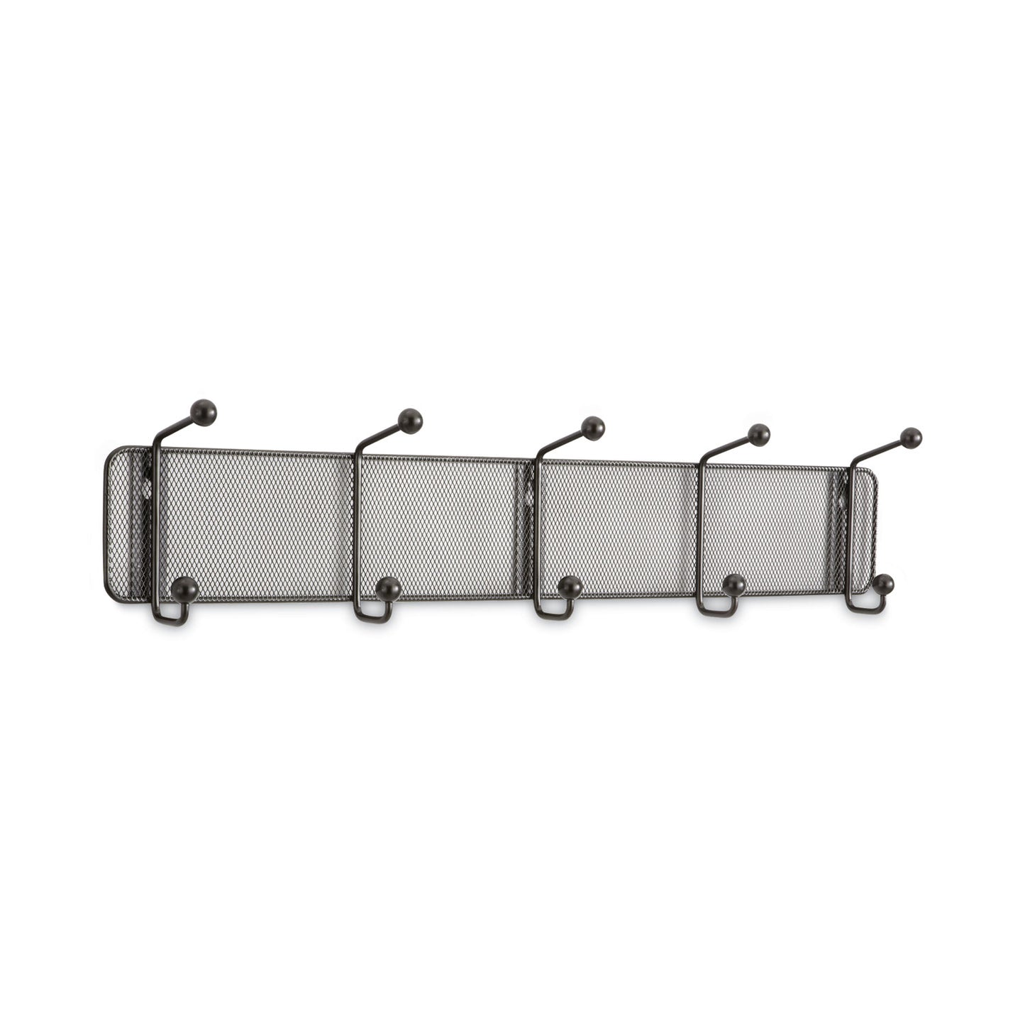 Safco Onyx Mesh Wall Racks, 5 Hook, 26.75w x 3d x 5.5h, Black (6403BL)