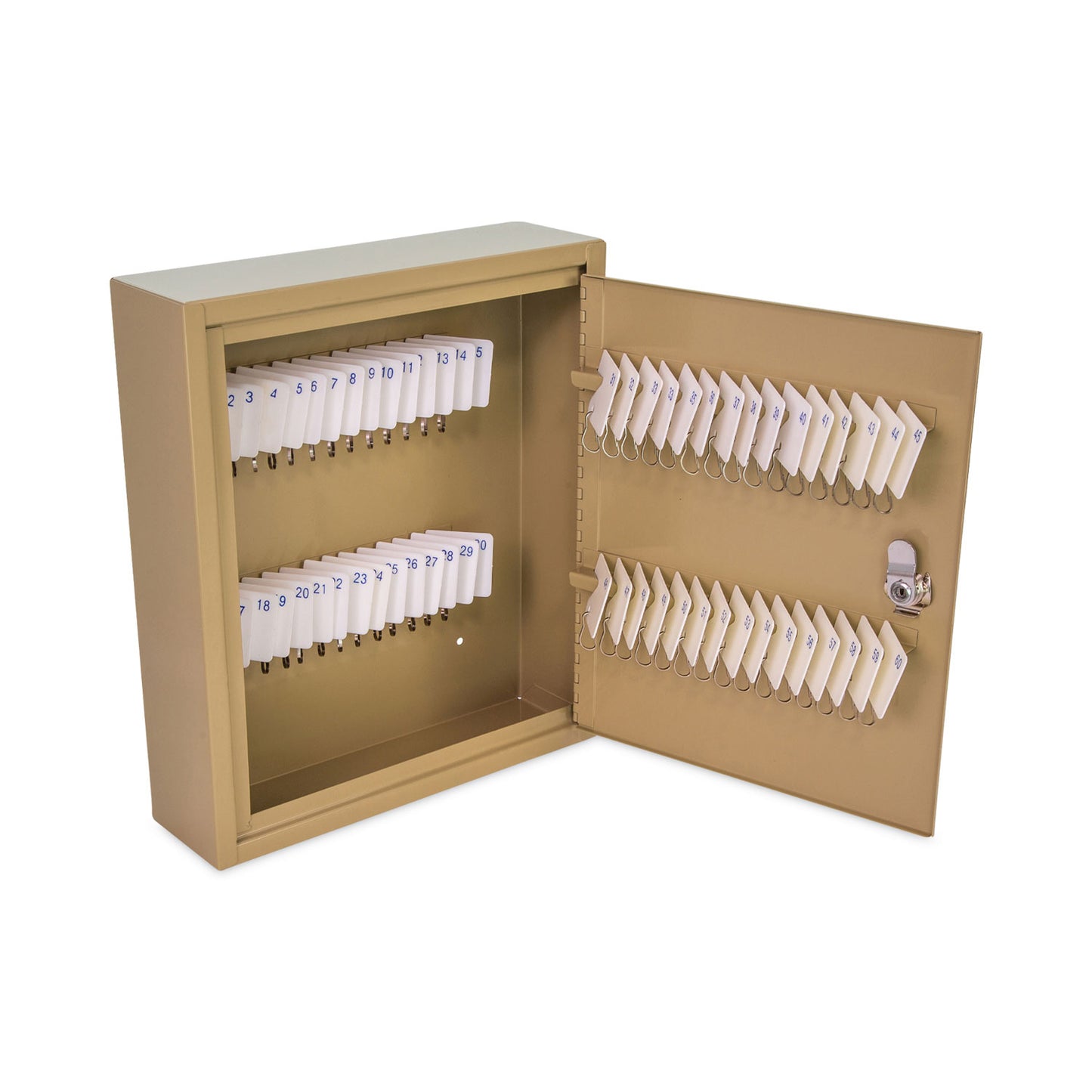 CONTROLTEK Key Lockable Key Cabinet, 60-Key, Metal, Sand, 10.63 x 3 x 12.13 (500131)