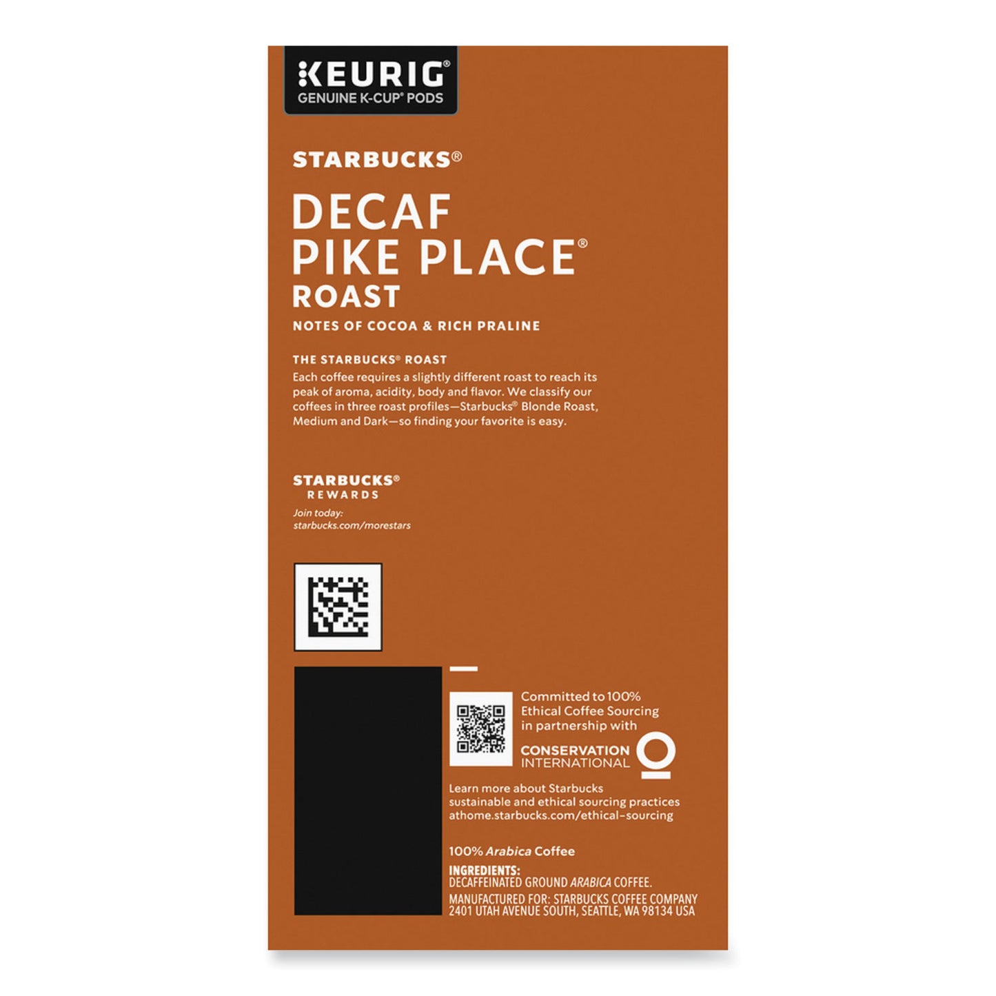 Starbucks Pike Place Decaf Coffee K-Cups, 96/Carton (011111161CT)