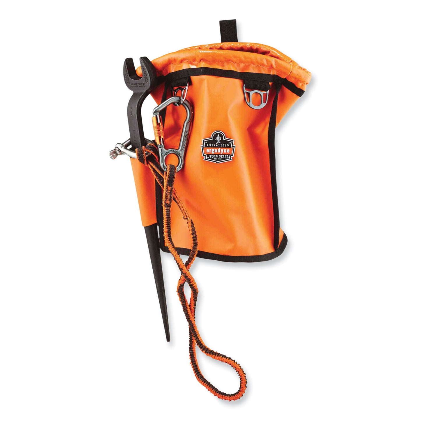 ergodyne Squids 3108F(x)Tool Lanyard with Locking Aluminum Carabiner + Loop, 15 lb Max Working Capacity, 38" to 48" Long, Orange/Gray (19808)