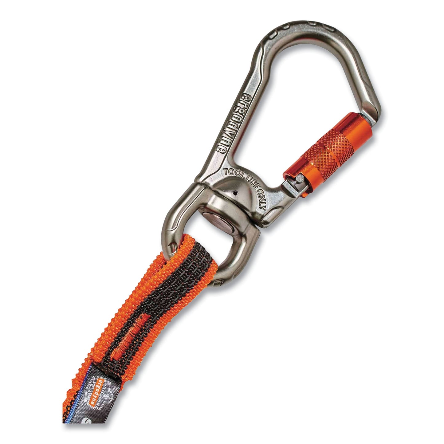ergodyne Squids 3119F(x) Tool Lanyard with Swiveling Aluminum Carabiners, 25 lb Max Working Capacity, 38" to 48" Long, Orange/Gray (19829)