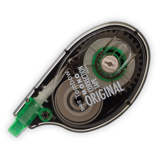Tombow MONO Correction Tape, Gray/Clear Applicator, 0.17" x 394", White Tape, 10/Pack (68720)