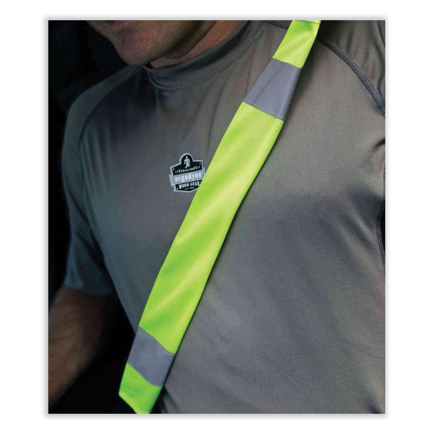 ergodyne GloWear 8004 Hi-Vis Seat Belt Cover, 6" x 18.5", Lime (29043)