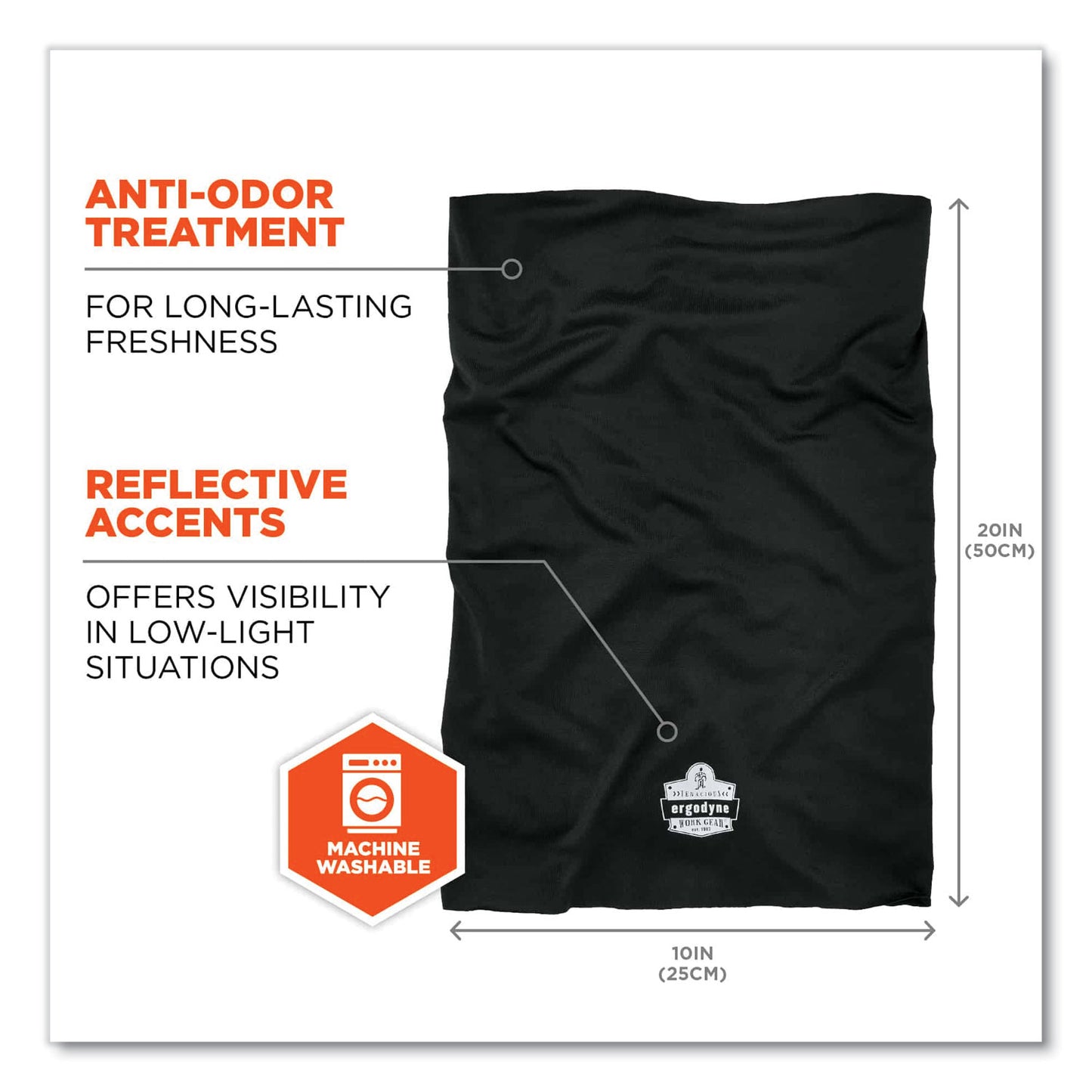 ergodyne Chill-Its 6487 Cooling Performance Knit Multi-Band, Polyester/Spandex, One Size Fits Most, Black (42126)