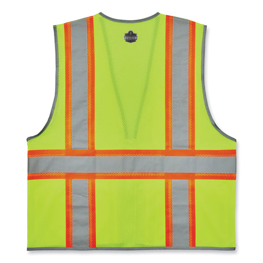 ergodyne GloWear 8246Z-S Single Size Class 2 Two-Tone Mesh Vest, Polyester, 2X-Large, Lime (24566)